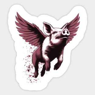 Pink Flying Pig Sticker